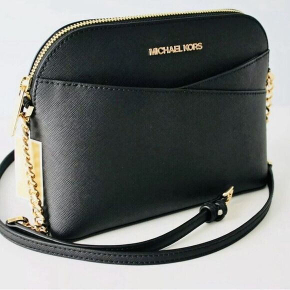 Michael Kors Black Jet Set Travel Medium Dome Crossbody Bag - Picture 3 of 11